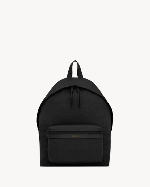 Saint Laurent Men's Nylon and Leather City Backpack Black