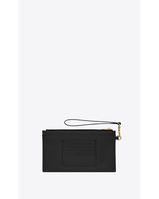 monogram large bill pouch in grain de poudre embossed leather