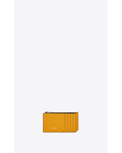Saint Laurent Multicolor Fragments Zipped Credit Card Case In Grain De Poudre Embossed Leather for men