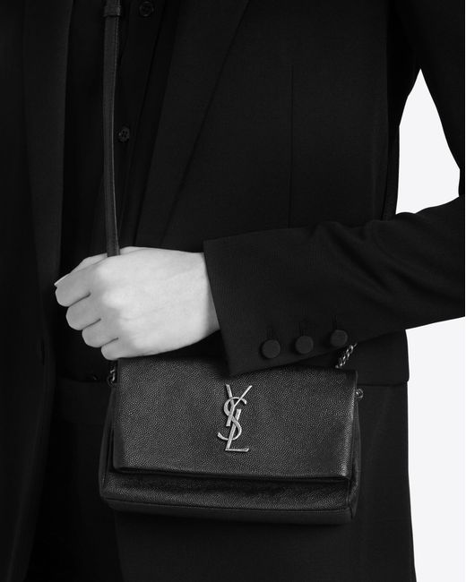 YSL GRAIN DE POUDRE TOY WEST HOLLYWOOD MONOGRAM FOLD-OVER BAG