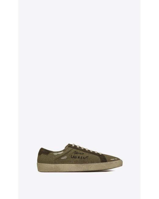 Saint Laurent Green Court Classic Sl/06 Sneakers In Embroidered Destroyed Canvas for men