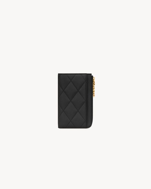 Saint Laurent Black Cassandre Bijou Zip Card Case
