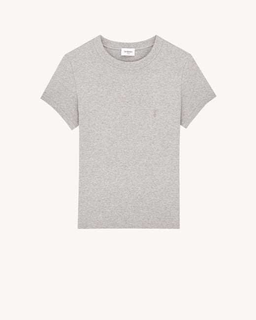 Saint Laurent Gray Cassandre Fitted T-Shirt