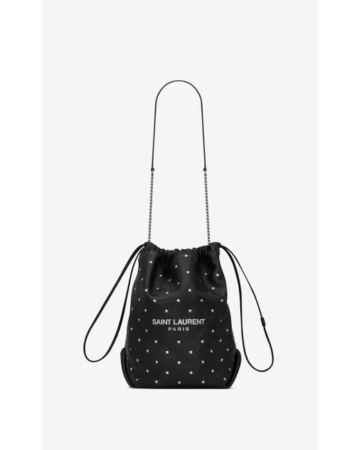 Saint Laurent Black Teddy Little Stars Leather Bucket Bag