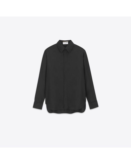 Saint Laurent Black Boyfriend-hemd aus baumwolle nd seidentaft schwarz