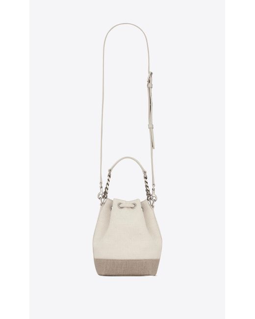Saint Laurent Rive Gauche Mini Bucket Bag In Canvas And Leather in Light  Shell (White) | Lyst