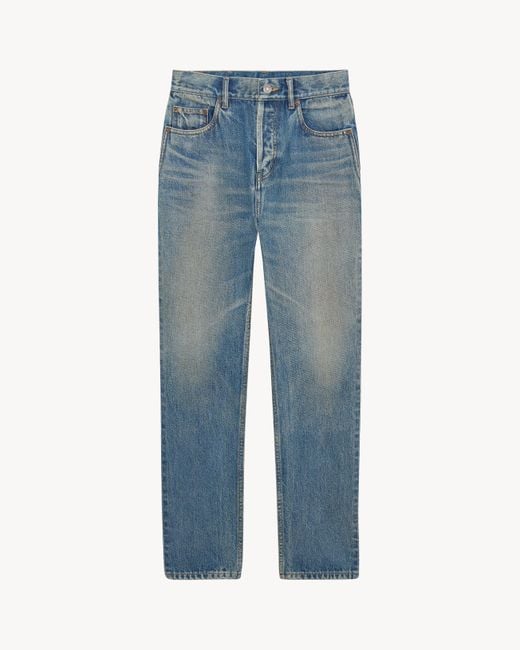 Saint Laurent Blue 90's High-Rise Cropped Slim Jeans