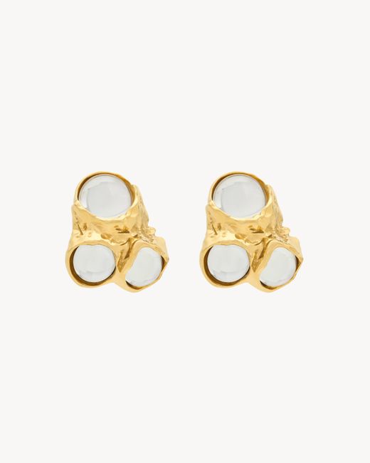 Saint Laurent Metallic Bubble Cabochon Earrings