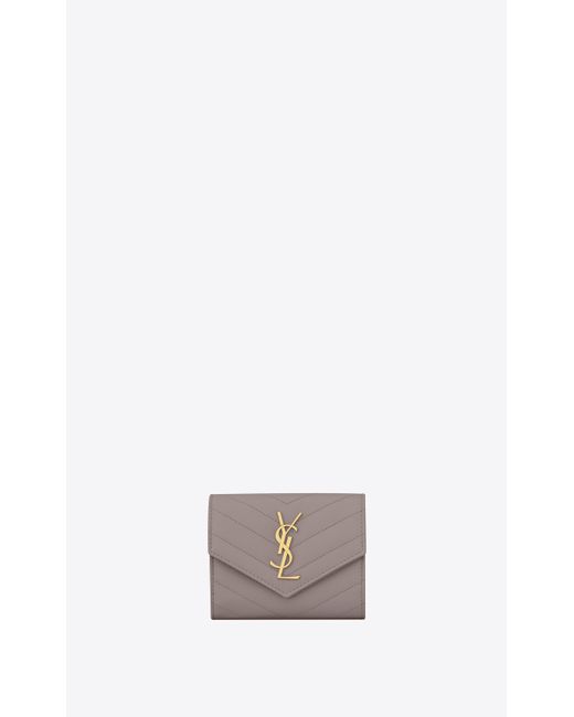 Monogram compact tri fold in grain de poudre embossed leather sale