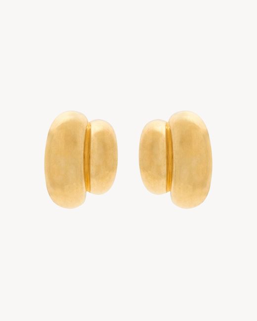 Saint Laurent White Bumpy Double Disk Earrings