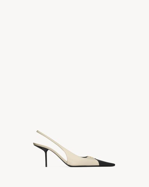 Saint Laurent Natural Babylone Breteuil Slingback Pumps