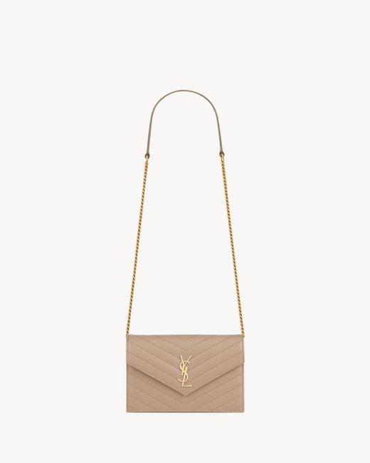 Saint Laurent White Cassandre Envelope Chain Wallet