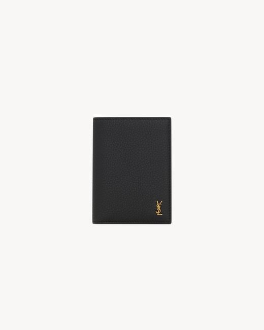 Saint Laurent Black Leather Cassandre Bifold Wallet for men