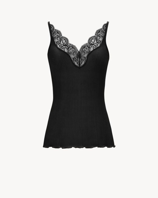 Saint Laurent Black Laced Tank Top