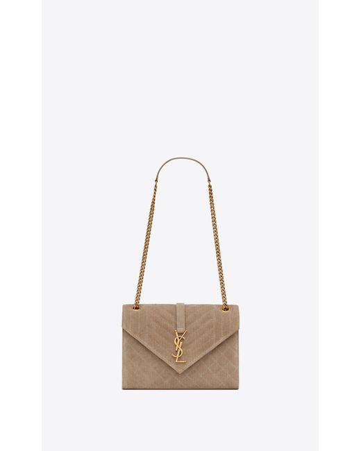 Saint Laurent Envelope Medium Chain Bag In Mix MatelassÃ© Corduroy in White | Lyst Canada