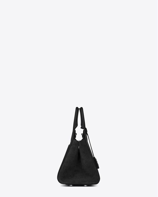 Saint Laurent Small Cabas Rive Gauche Bag In Black Grained Leather