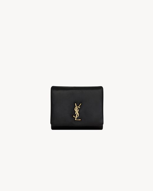 Calypso Portefeuille Compact En Cuir D'Agneau Noir Saint Laurent en coloris Black