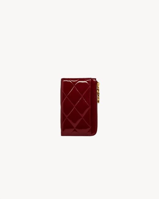 Saint Laurent Red Cassandre Bijou Zip Card Case