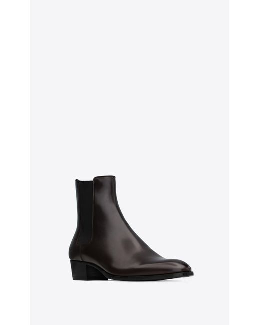 Saint Laurent White Wyatt Chelsea Boots In Smooth Leather for men