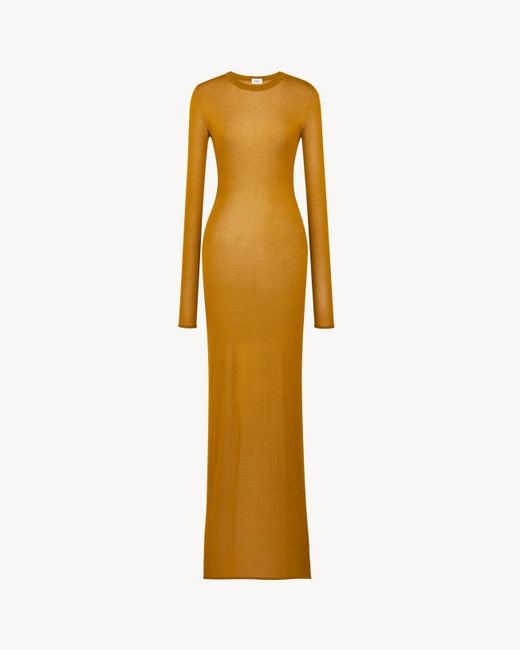 Saint Laurent Metallic Long Crewneck Dress