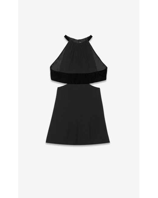 Saint Laurent Black Backless Dress In Sablé
