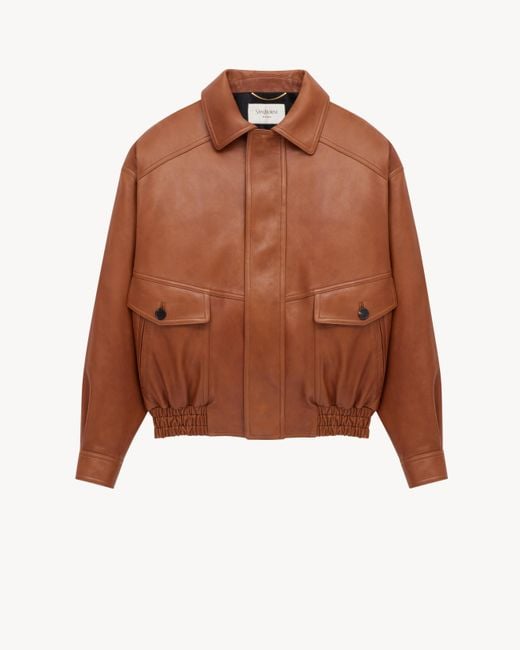 Saint Laurent Brown Saint Laone Sizerent Bomber Jacket