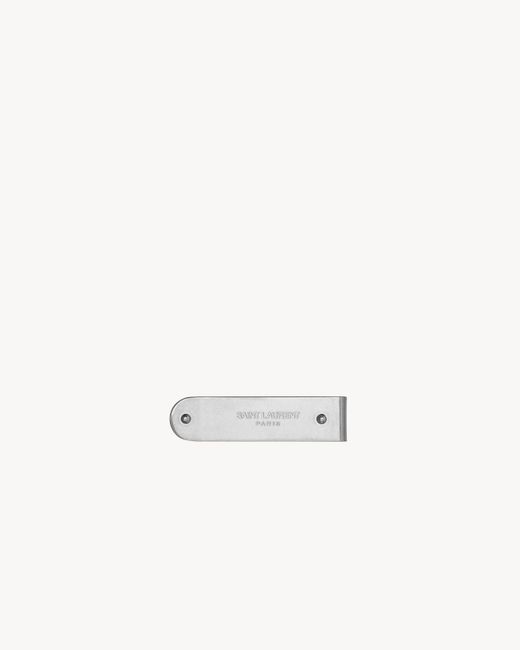 Saint Laurent White Paris Fragments Porte-cartes Zippé En Cuir Grain De Poudre for men