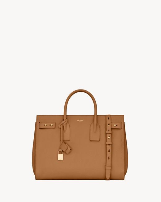 Saint Laurent Brown Sac De Jour Supple Medium Leather Tote Bag