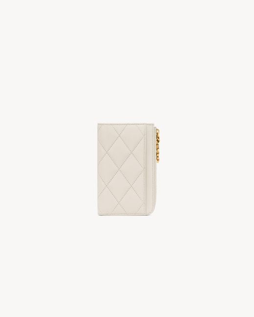 Saint Laurent White Cassandre Bijou Zip Card Case