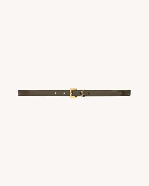 Saint Laurent Natural Schmaler Cassandre Gürtel Aus Glattleder