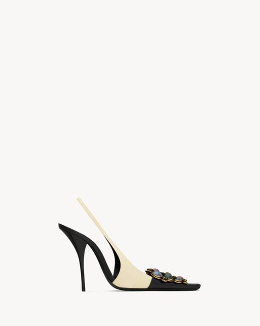 Saint Laurent White Iceland Slingback Pumps