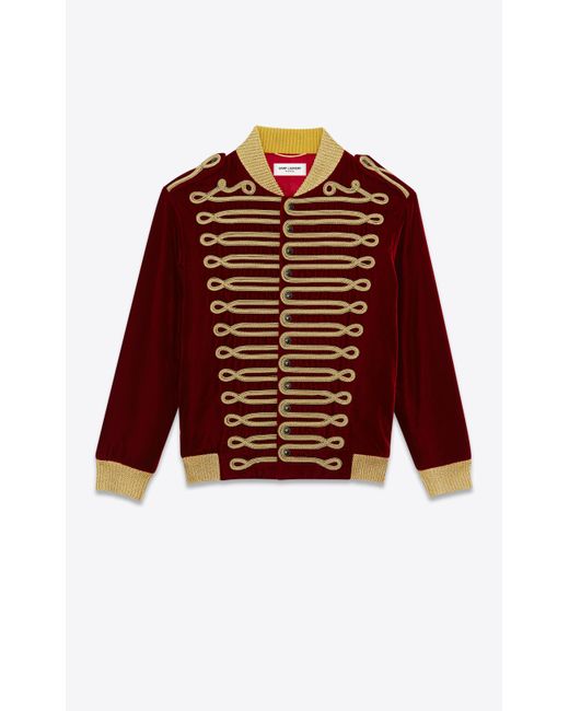 Saint Laurent Velvet Officer Jacket Embroidered With Passementerie