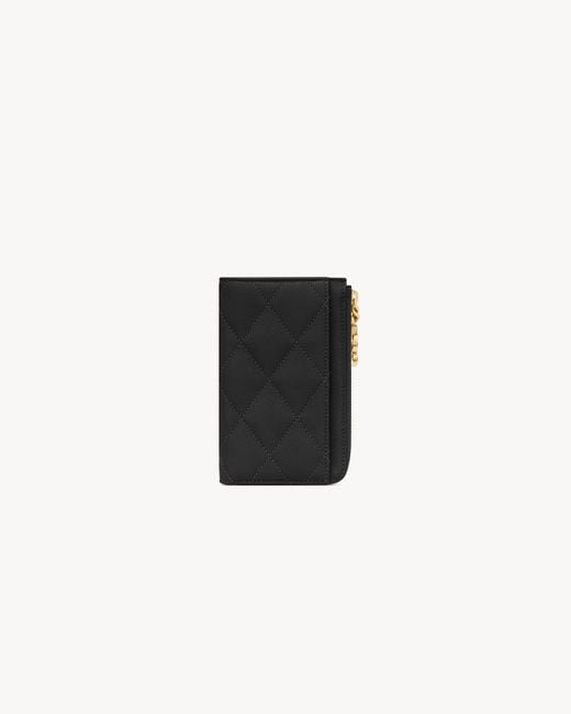 Saint Laurent Black Cassandre Bijou Zip Card Case