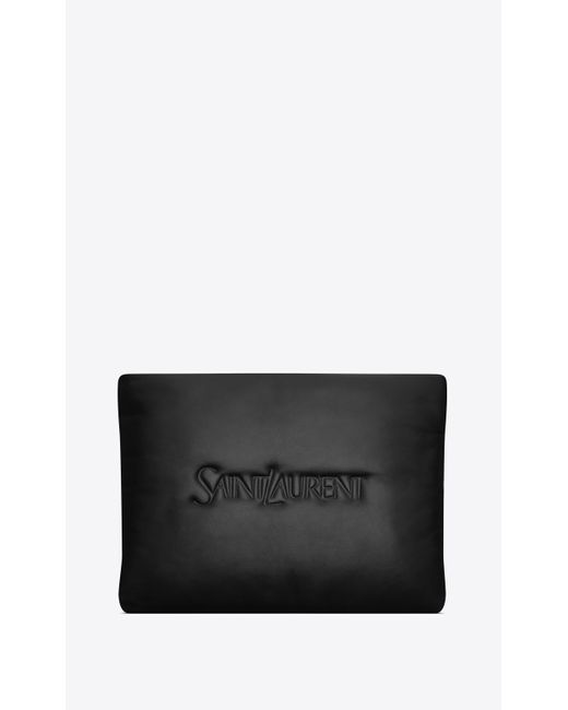 Saint Laurent Black Large Puffy Pouch In Lambskin for men