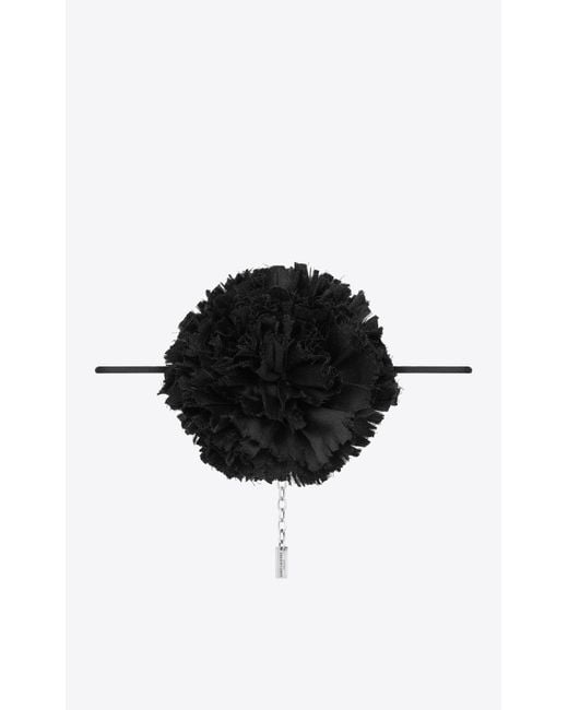 Saint Laurent Black Flower Necklace In Silk Satin