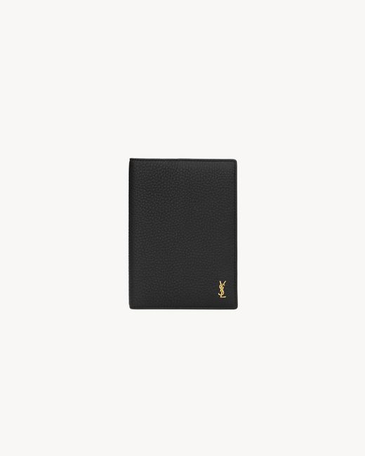 Saint Laurent Black Tiny Cassandre Passport Case for men