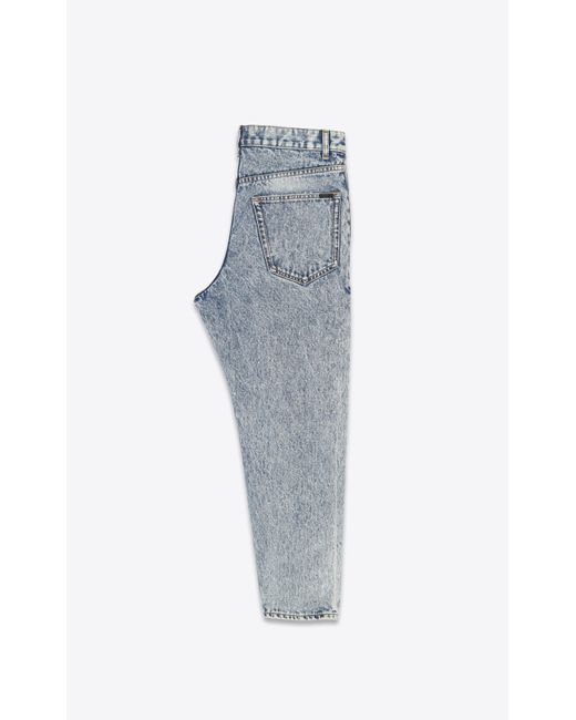 Jeans corti larghi in denim pesante blu marmo da Uomo di Saint Laurent in  Blu | Lyst