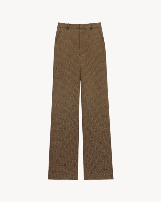 【Saint Laurent】Medallion Pattern Trousers Saint Laurent Medallion Pants in Natural | Lyst