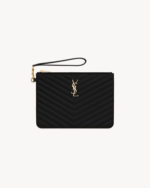 Saint Laurent Black Cassandre Matelassé A5 Pouch