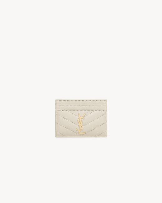 Saint Laurent White Saint Laone Sizerent Cassandre Matelassé Card Case