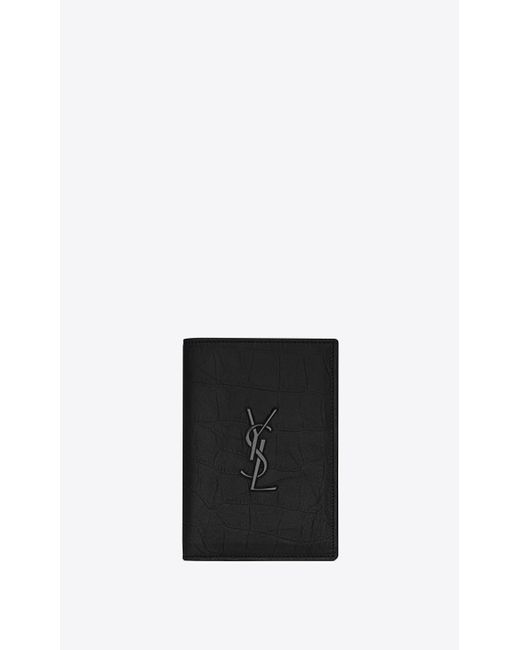 Protège-passeport monogramme en cuir embossé façon crocodile Cuir Saint  Laurent pour homme en coloris Noir | Lyst