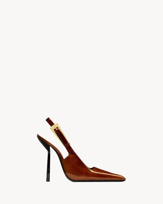 Lee Slingbacks En Cuir Verni Saint Laurent en coloris White
