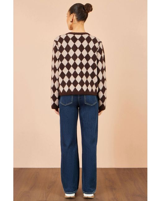 Yumi' Blue Argyll Knit Cardigan