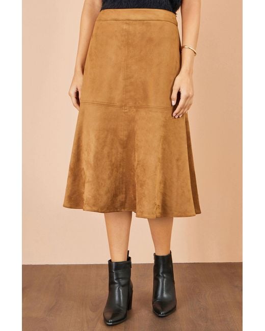 Yumi' Blue Faux Suede Midi Skirt