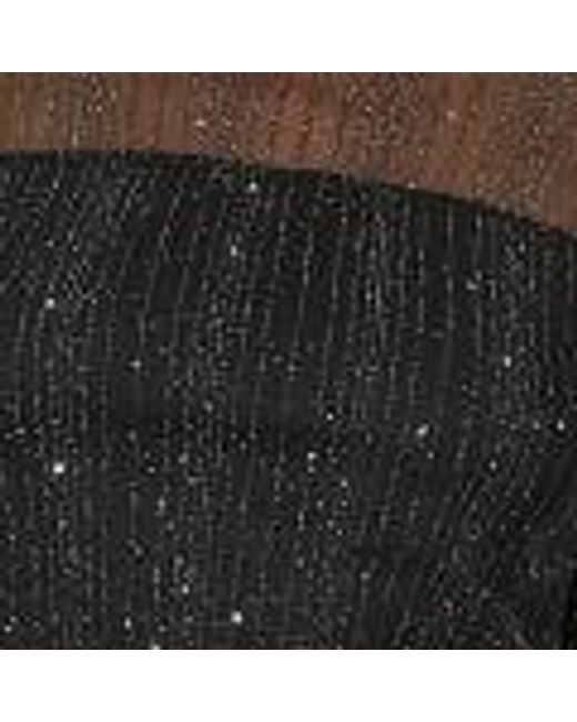 Yumi' Black Sparkle Print Mesh Stretch Fitted Top