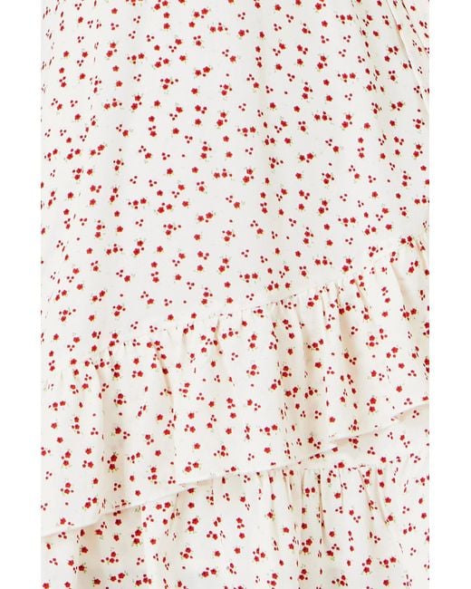 Yumi' White Ditsy Print Frill Wrap Dress