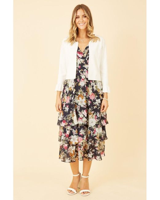 Yumi' Natural Ivory Cropped Cardigan With Bell Sleeves
