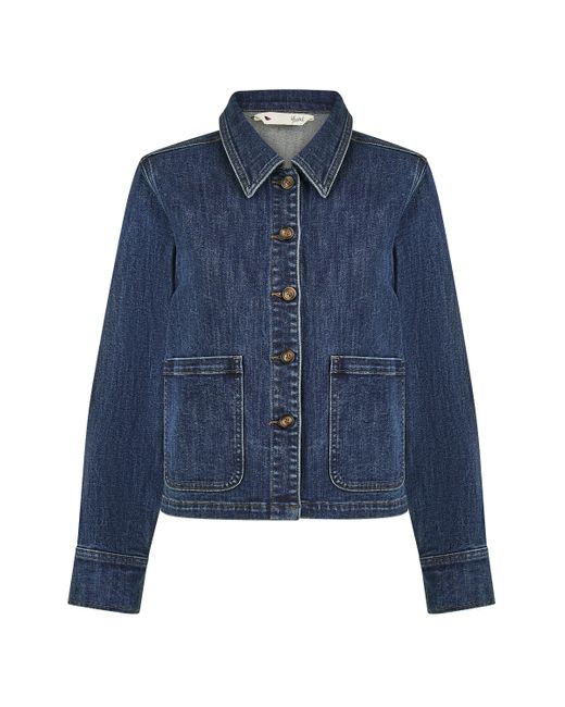 Yumi' Blue Denim Jacket With Patch Pockets