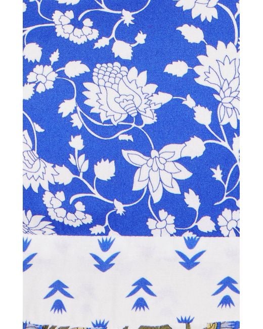 Yumi' White And Rayon Patchwork Print Tiered Maxi Dress