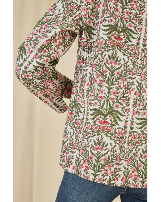 Yumi' Brown Floral Print Reversible Cotton Quilted Jacket